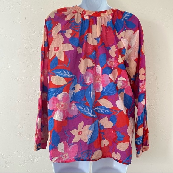 JOHNNY WAS Giverney Garden Raglan Poet Blouse Floral Button-Up Size XS Oversized - Picture 8 of 11